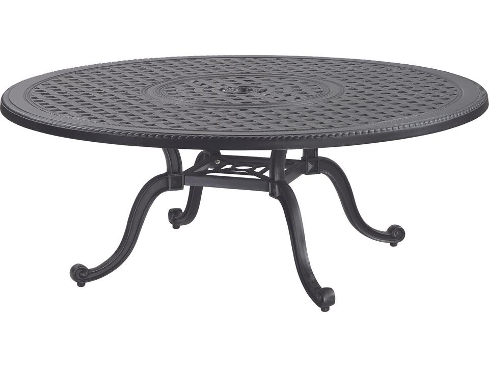 Grand Terrace 42-Inch Round Outdoor Chat Table Cast Aluminum Desert Bronze