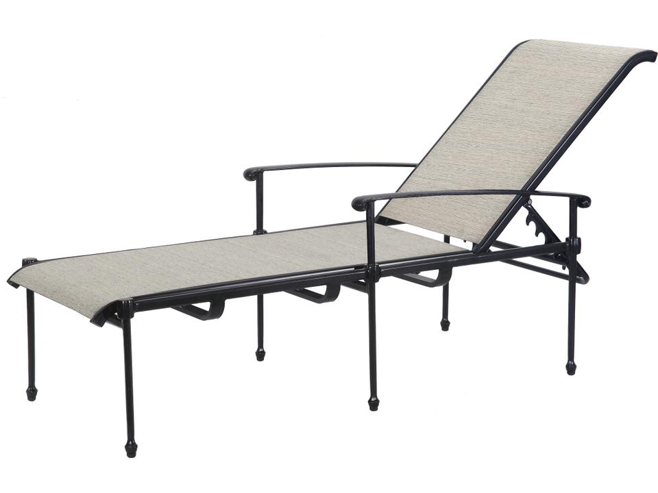 Morro Bay Sling Cast Aluminum Outdoor Chaise Lounge in Midnight Gold