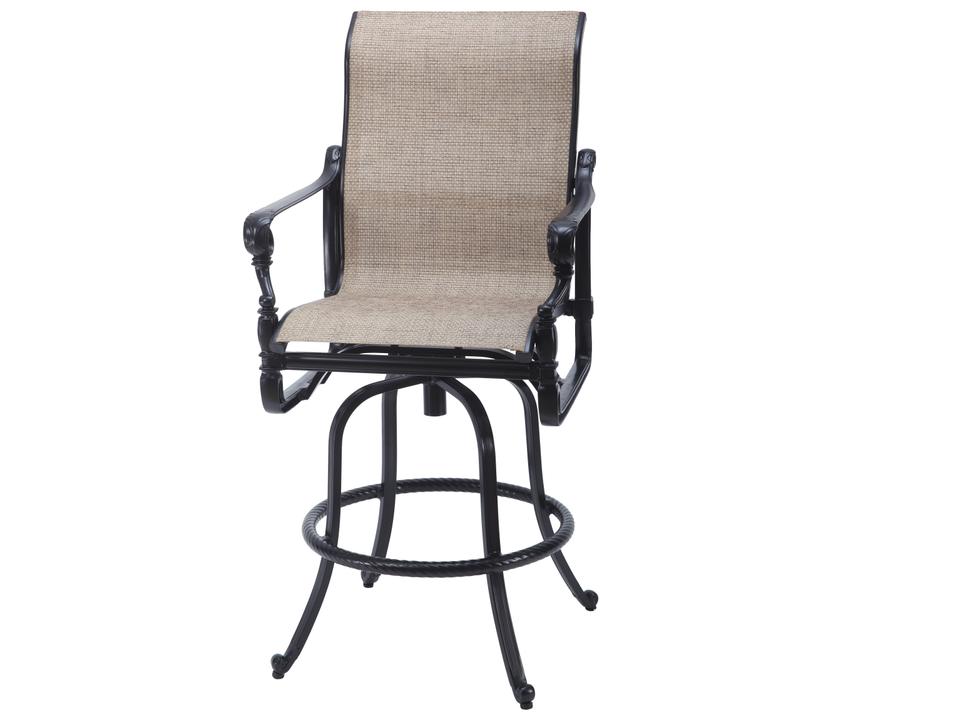 Grand Terrace Sling Cast Aluminum Swivel Patio Bar Stool