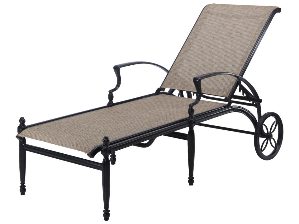 Bel Air Sling Cast Aluminum Outdoor Chaise Lounge with Adjustable Back