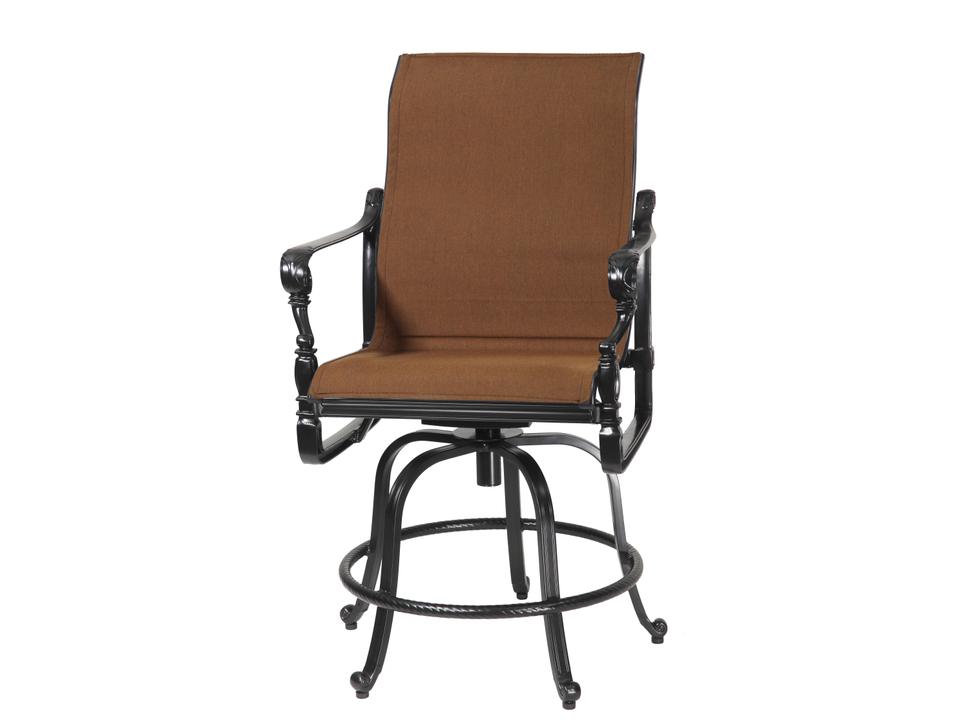 Grand Terrace Padded Sling Cast Aluminum Swivel Rocking Balcony Stool