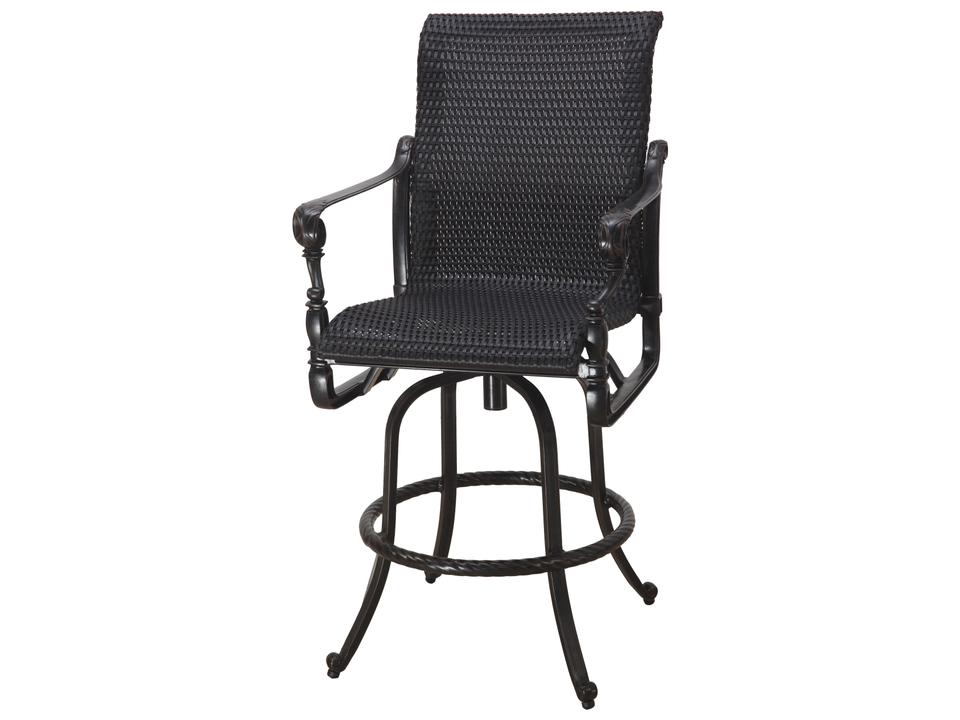 Grand Terrace Woven Cast Aluminum Swivel Outdoor Bar Stool Vintage Finish
