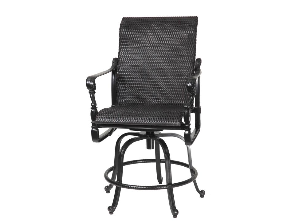 Grand Terrace Woven Cast Aluminum Swivel Rocking Balcony Stool in Vintage