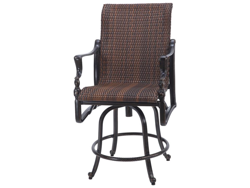 Bel Air Woven Cast Aluminum Swivel Outdoor Counter Stool in Midnight Gold or Shade