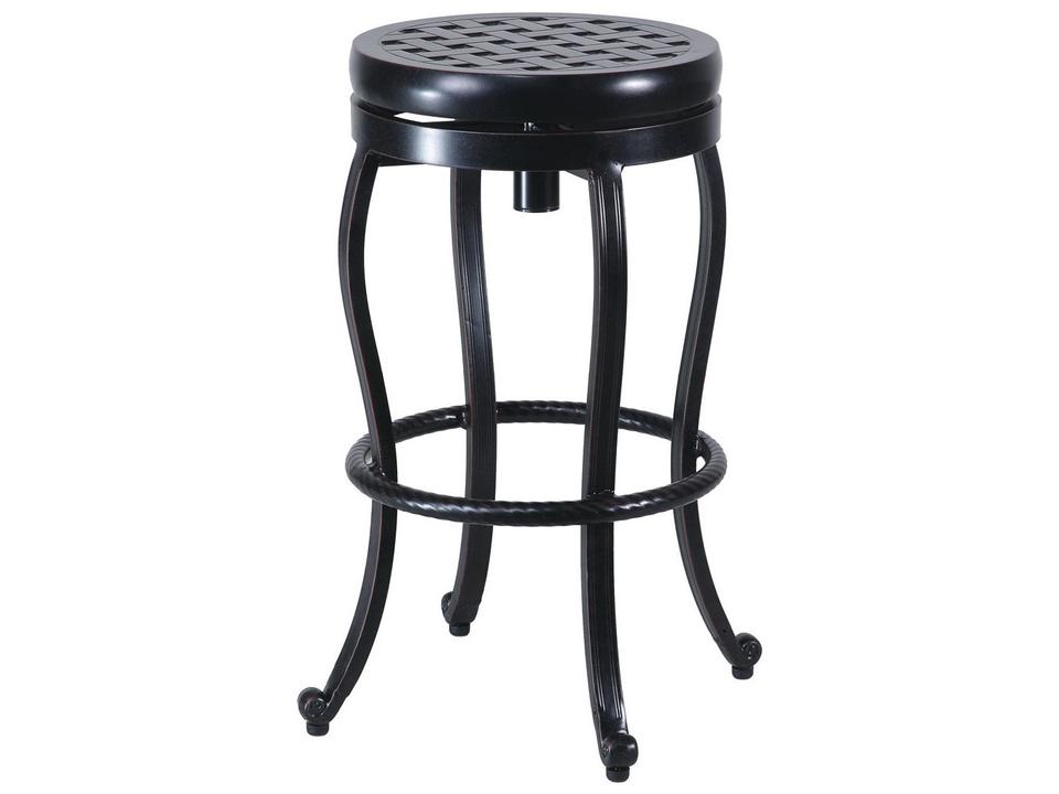 Quick-Ship Backless Swivel Outdoor Bar Stool in Cast Aluminum