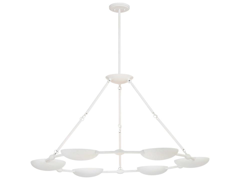 Undertas 6-Light Piastra Plaster White Bowl Chandelier