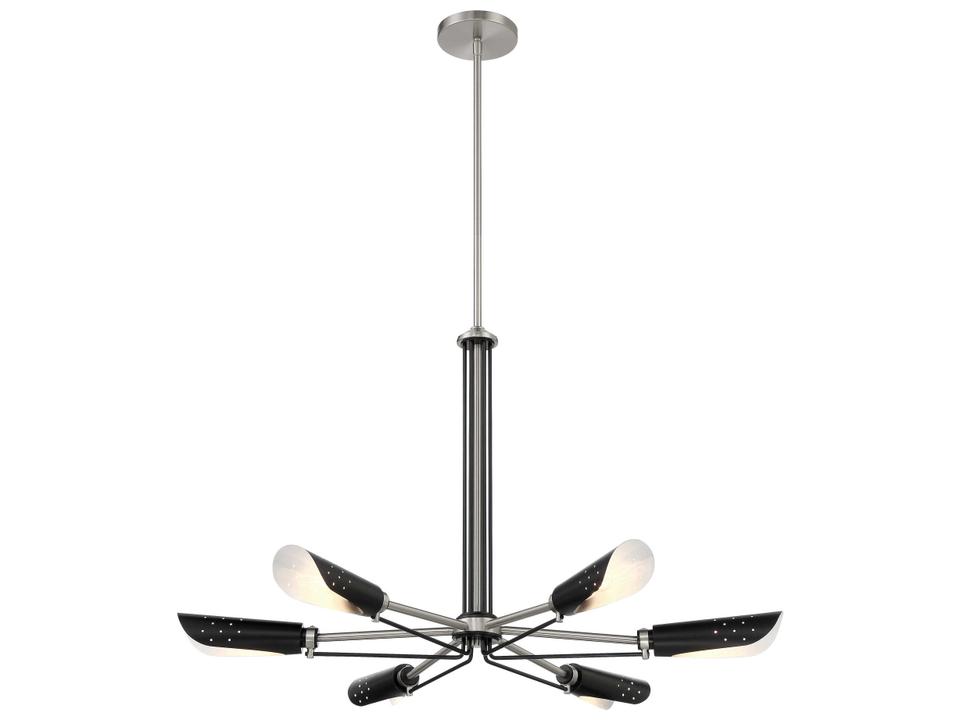 Turbine Chandelier in Brushed Nickel and Coal Industrial Modern