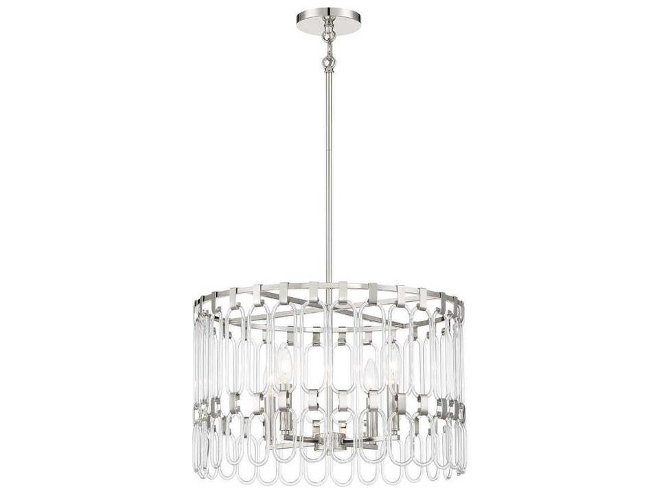 Charming 4-Light Polished Nickel Glass Candelabra Chandelier