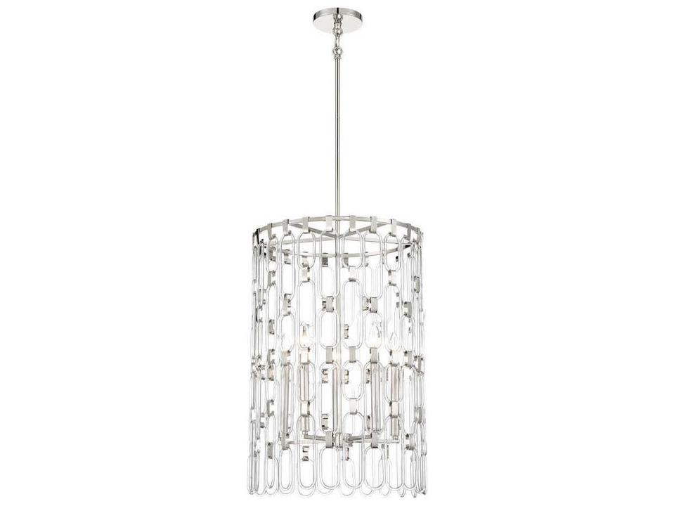 Charming 5-Light Polished Nickel Glass Candelabra Tiered Chandelier
