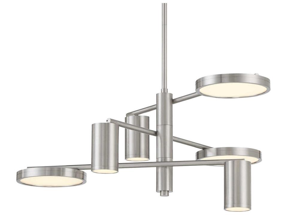 Swivel 6-Light Brushed Nickel Glass LED Chandelier