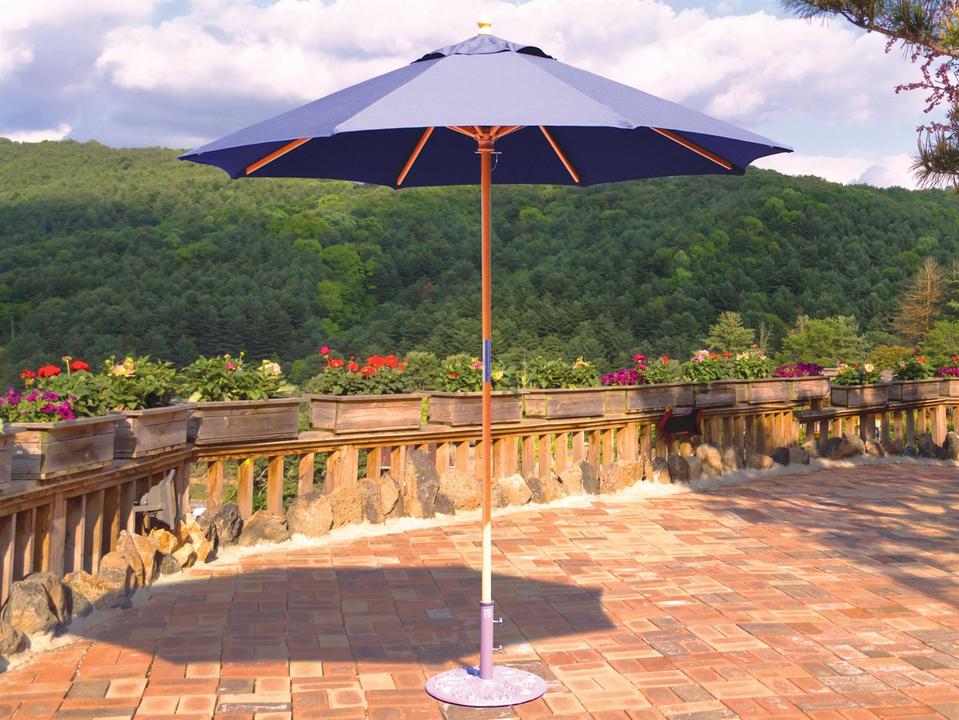 Quick Ship Cafe & Bistro Wood 7.5 Foot Octagon Push Up Lift Outdoor Patio Umbrella