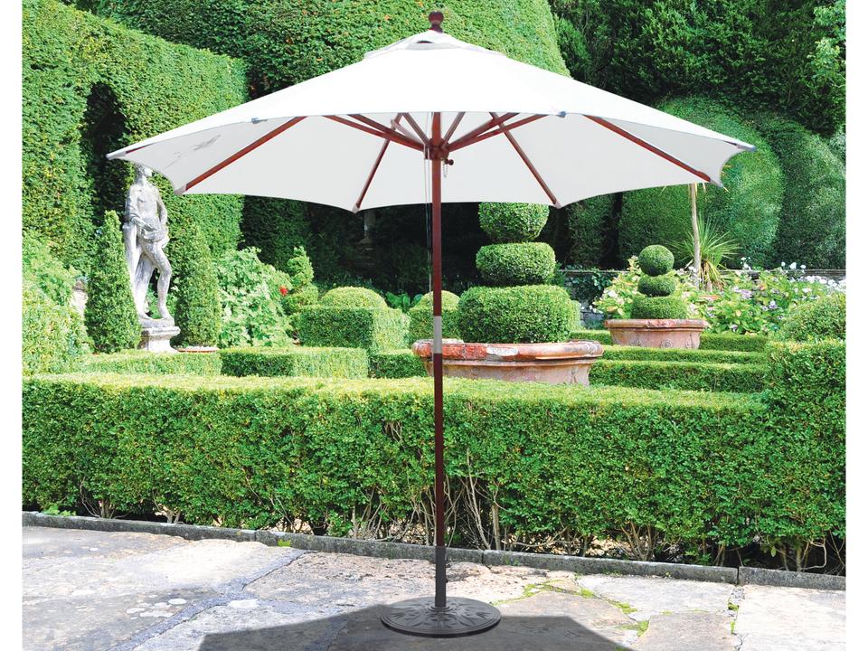 Quick Ship Wood 9 Foot Octagon Double Pulley Lift Outdoor Umbrella
