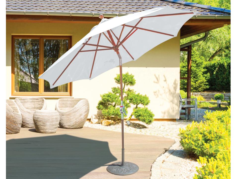 9 Foot Octagonal Classic Teak Crank Lift Rotational Tilt Umbrella