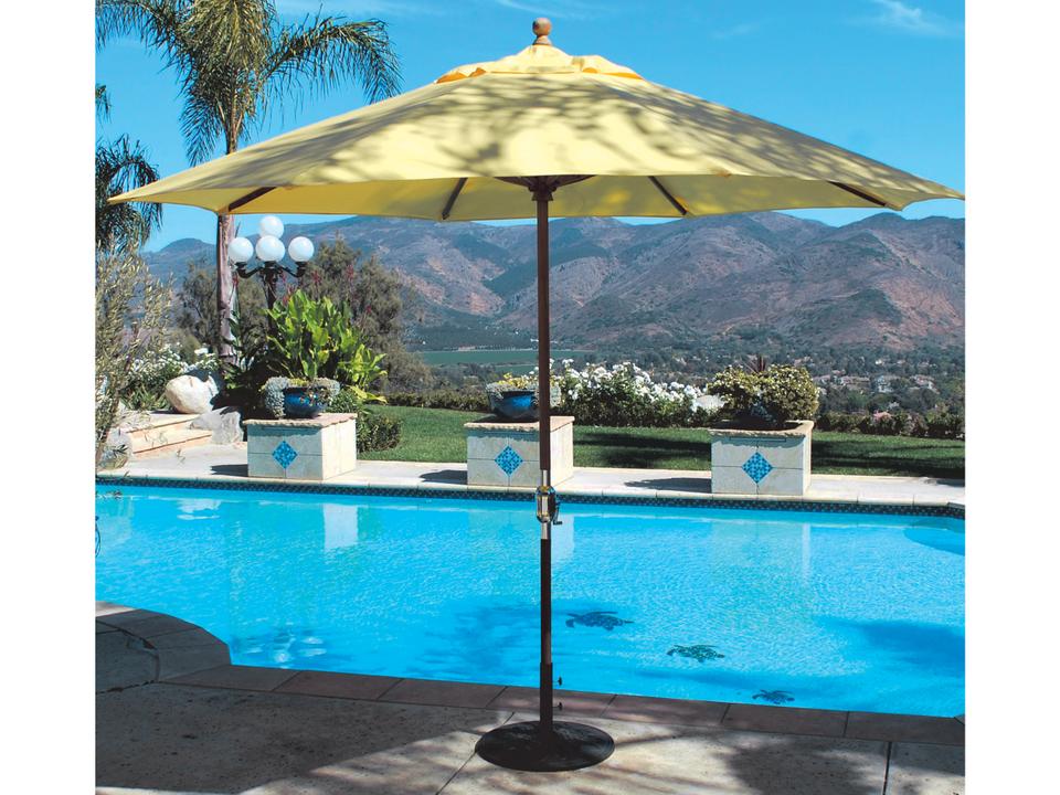 11 Foot Octagon Teak Crank Lift Market Umbrella