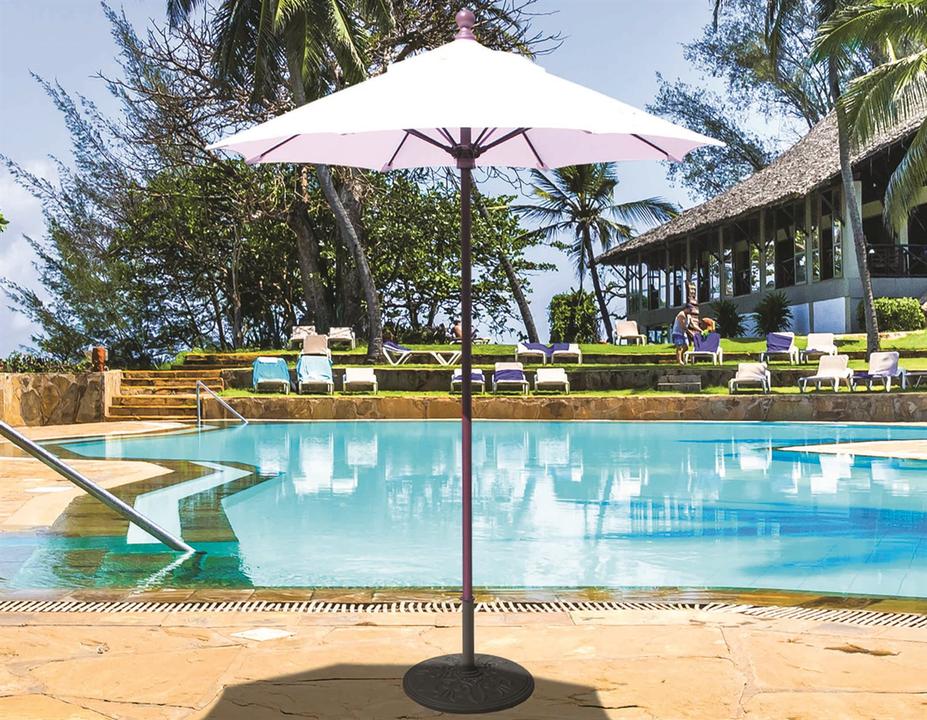 6-Foot Manual Lift Octagon Market Umbrella Antique Bronze
