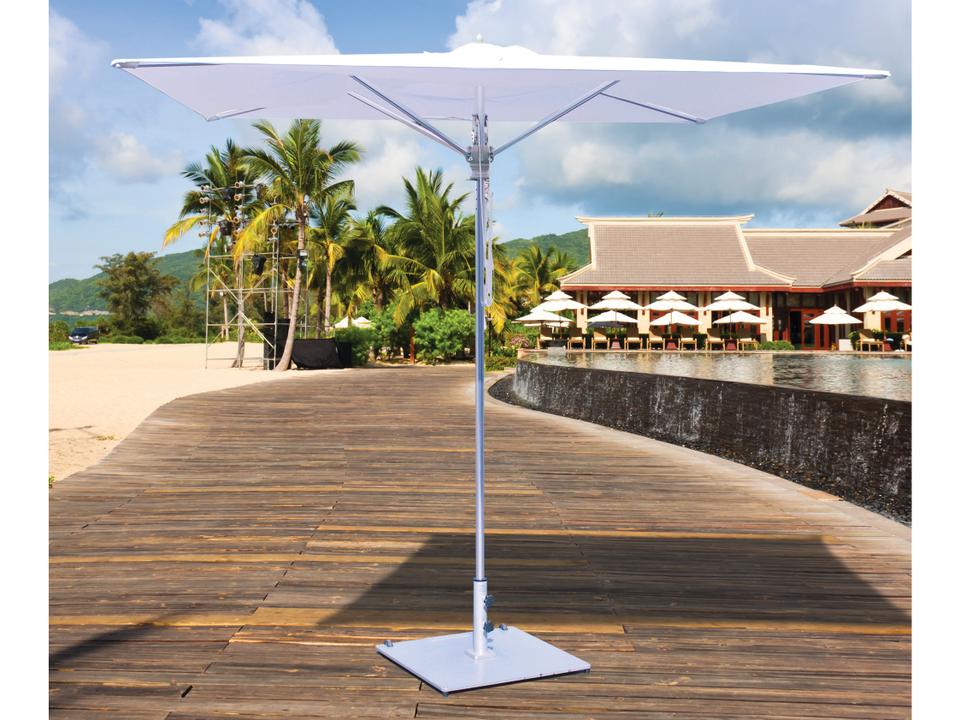 Commercial 8 Foot Square Aluminum Pulley Lift Umbrella