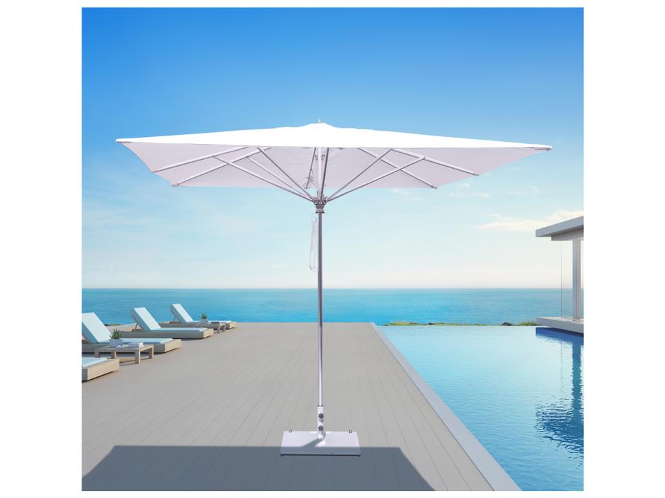 Quick Ship Commercial Aluminum Silver 10 Foot Square Pulley Lift Patio Umbrella