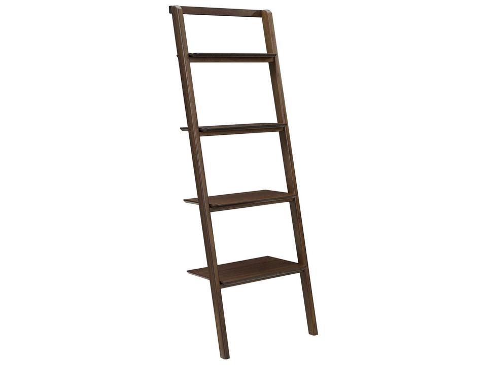 Currant 4-Shelf Leaning Bookshelf in Black Walnut Bamboo
