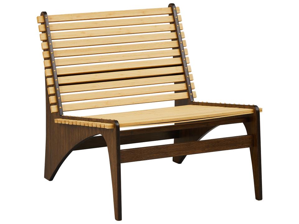 Zen Armless Solid Bamboo Accent Chair in Black Walnut and Wheat