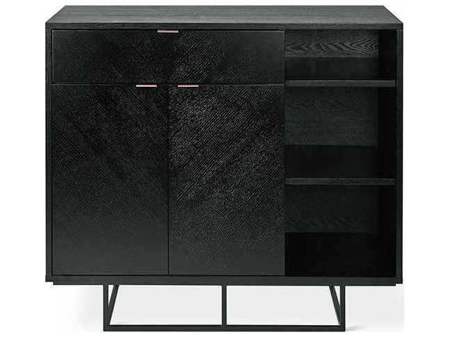 Myles 42" Oak Wood Black Sideboard