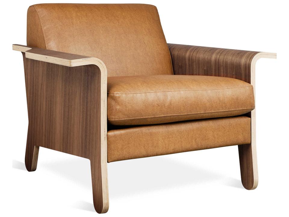 Lodge Vegan Appleskin Cognac Brown Leather Accent Chair