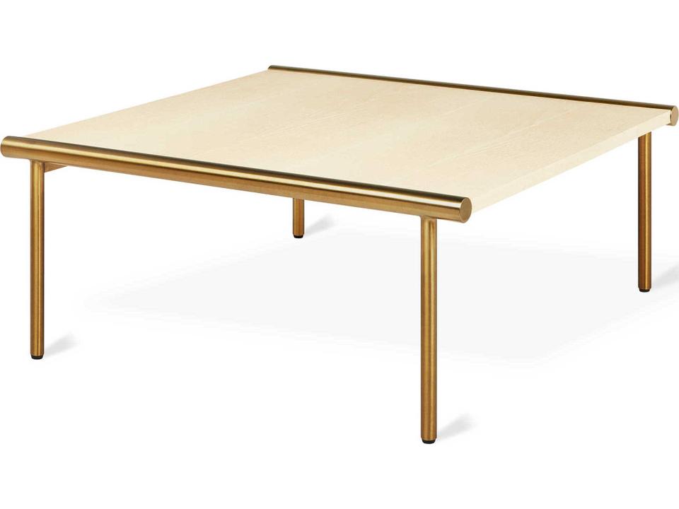 Manifold Square Wood Blonde Ash Brass Coffee Table