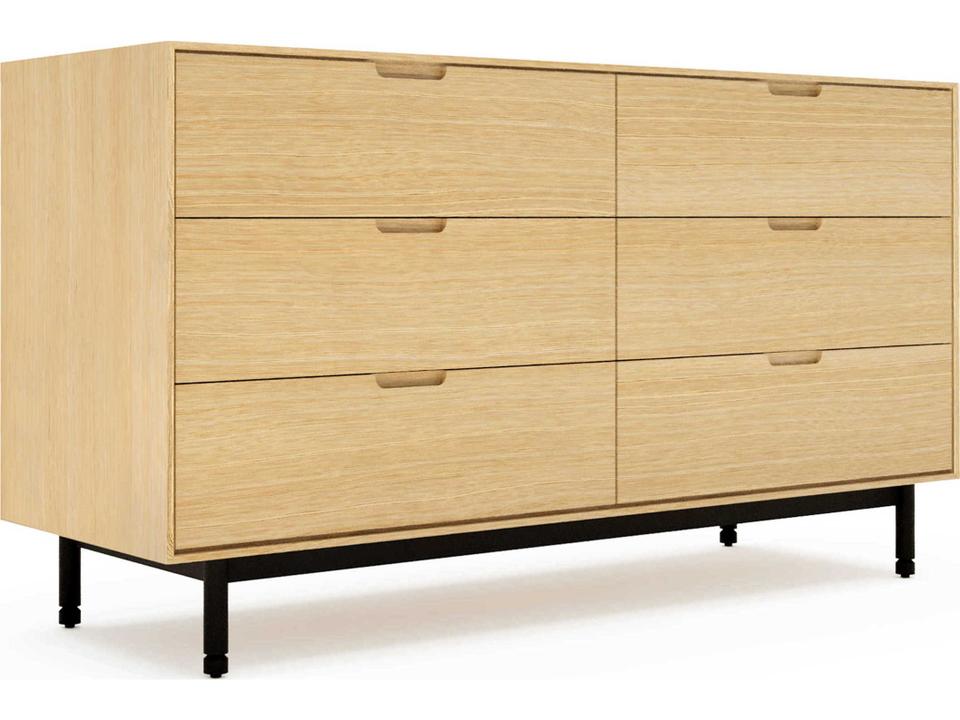 Gus Modern Munro 6-Drawer Black Oak Wood Double Dresser