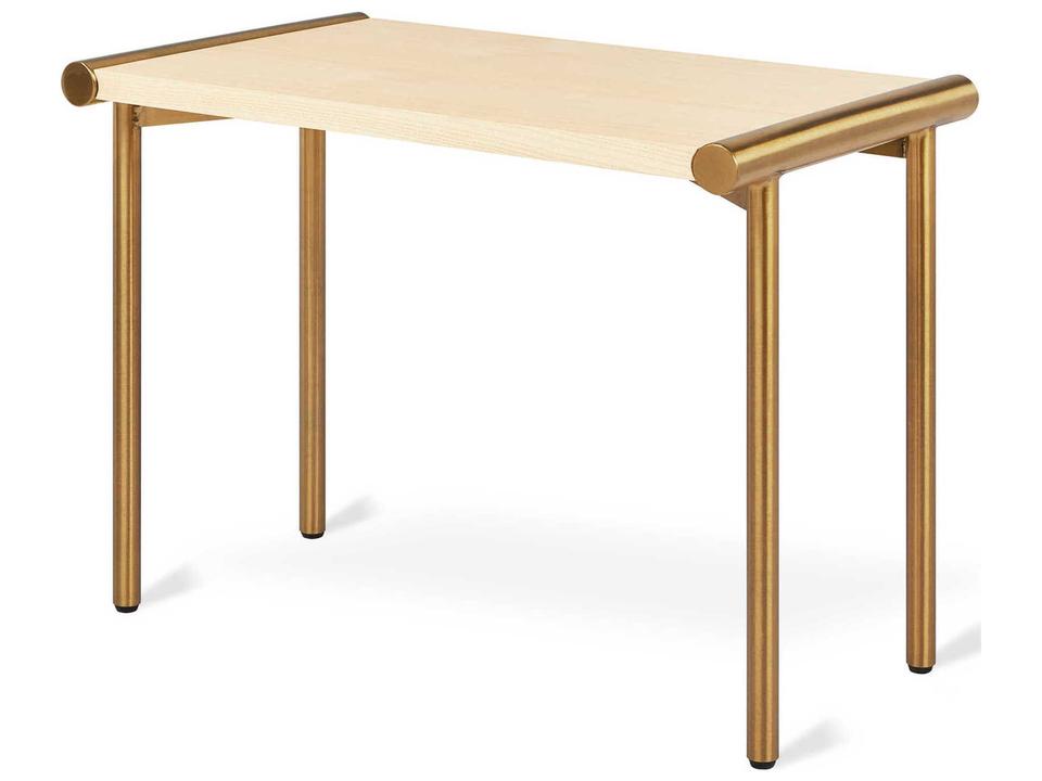 Manifold Rectangular Wood Blonde Ash Brass End Table
