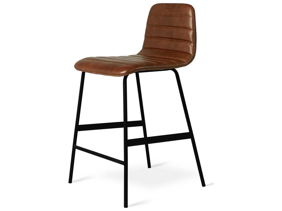 Lecture Counter Stool in Saddle Brown Leather