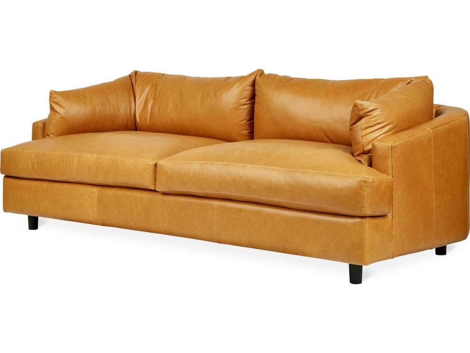 Thalia Tan Leather Sofa