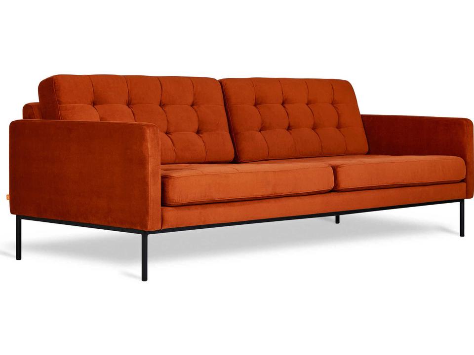Towne 3-Seat Tufted Velvet Sofa in Russet Orange