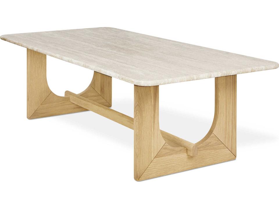 Portico Rectangular Stone White Oak Travertine Natural Coffee Table