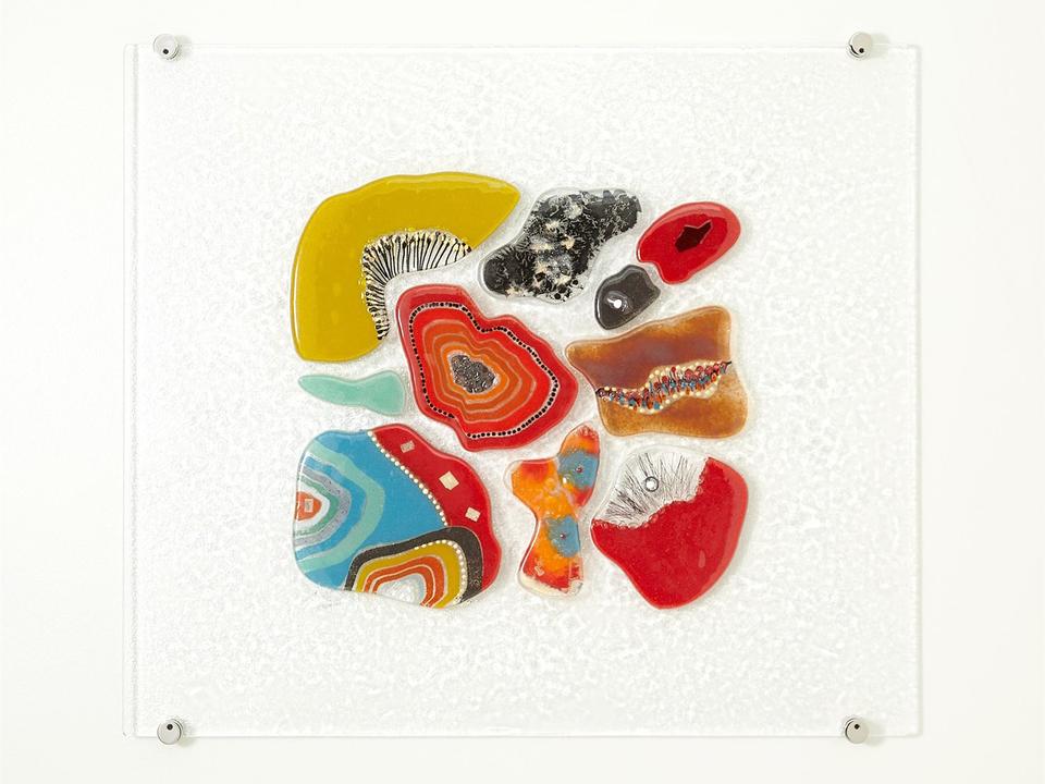Fused Glass Wall Panel Warm for Modern and Eclectic Interiors