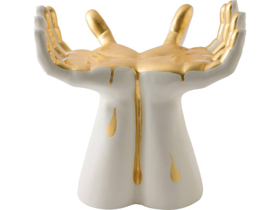 Hands Glazed Painted Gold Accent Bench