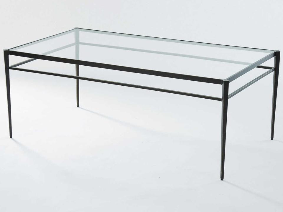 Lescot Rectangle Coffee Table in Dark Gunmetal Bronze and Glass