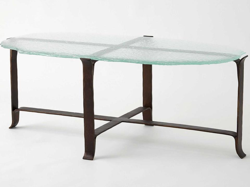 Oval Glass Bronze Coffee Table