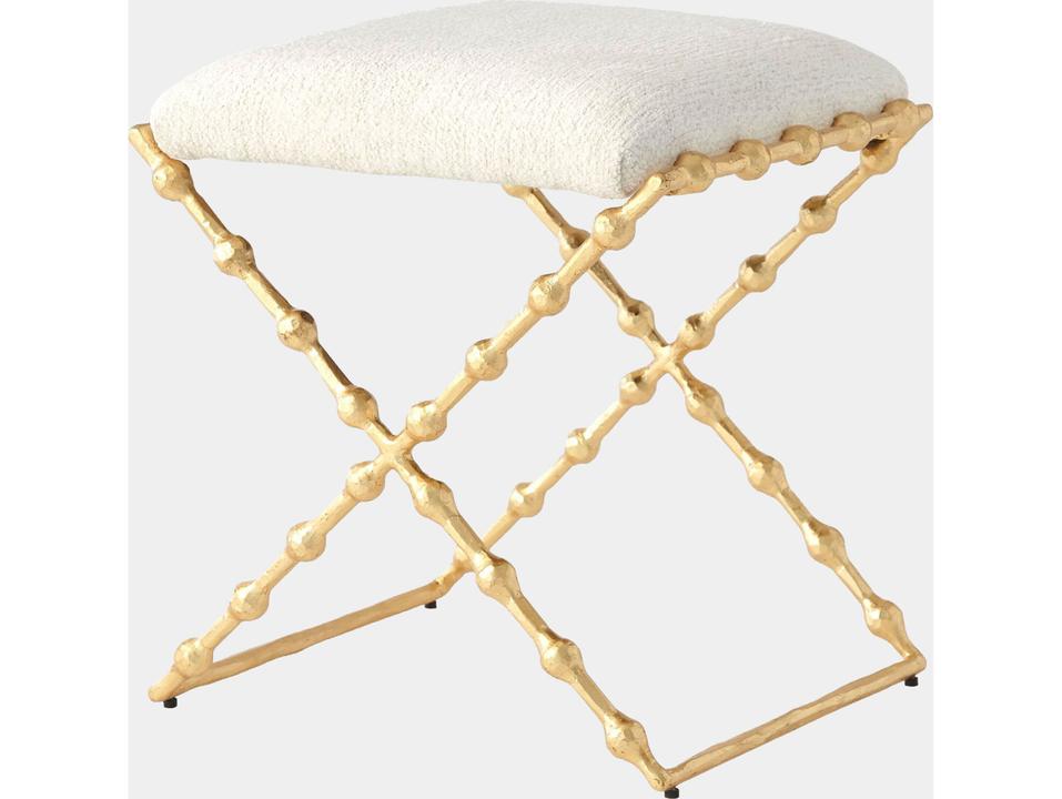Elder Gold Leaf Upholstered Accent Stool