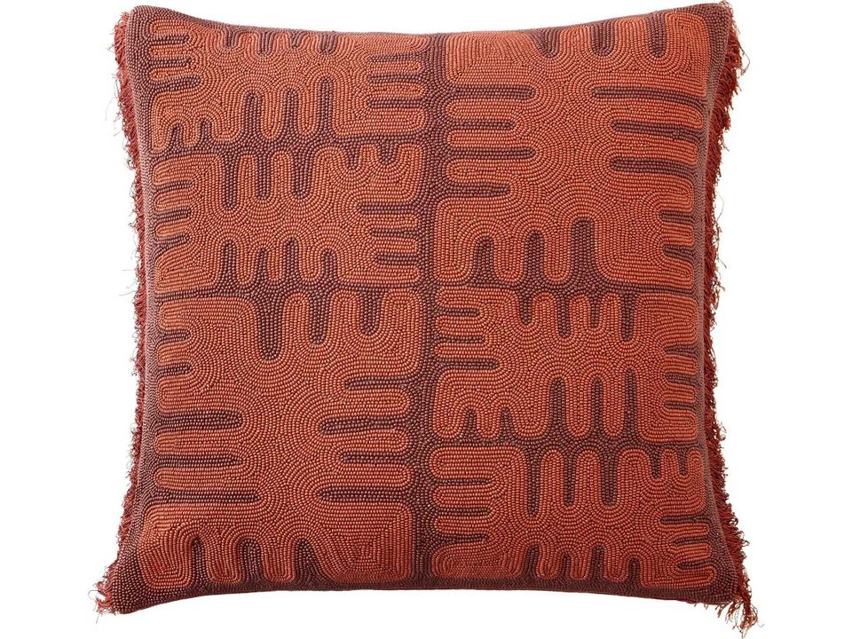 Duafe Beaded Accent Pillow Rust