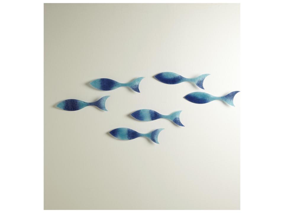 S 6 Iridescent Glass Wall Art Set in Blue and White