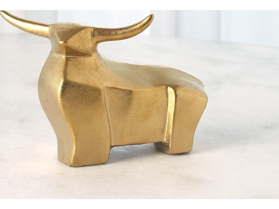 Golden Ox Small Ceramic Sculpture with Reactive Glaze