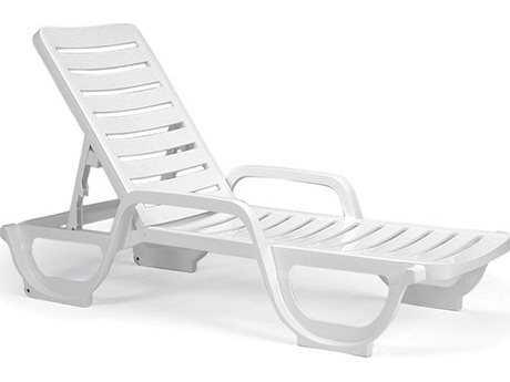 Bahia Resin White Stacking Adjustable Outdoor Chaise Lounge