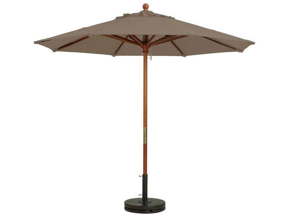 Market Wood 9 Foot Round Patio Umbrella in Taupe