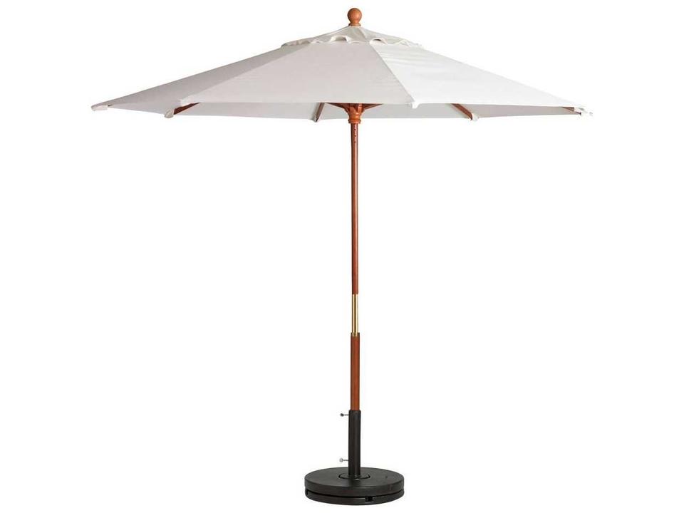 Market Wood 7 Foot Round Umbrella with Outdura Canopy in White