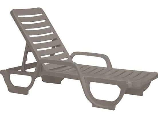 Bahia Resin French Taupe Stacking Adjustable Outdoor Chaise Lounge