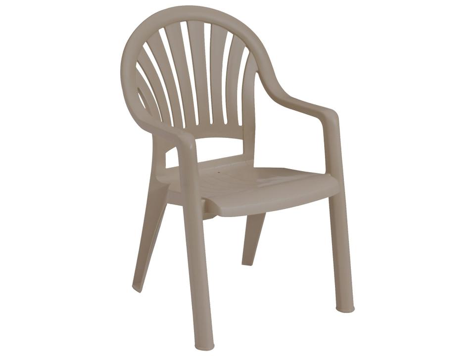 Pacific Fanback Resin French Taupe Stacking Outdoor Dining Arm Chair