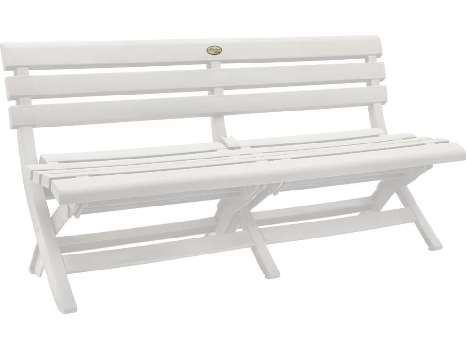Westport Folding Bench 3-Seat Outdoor White Polymer