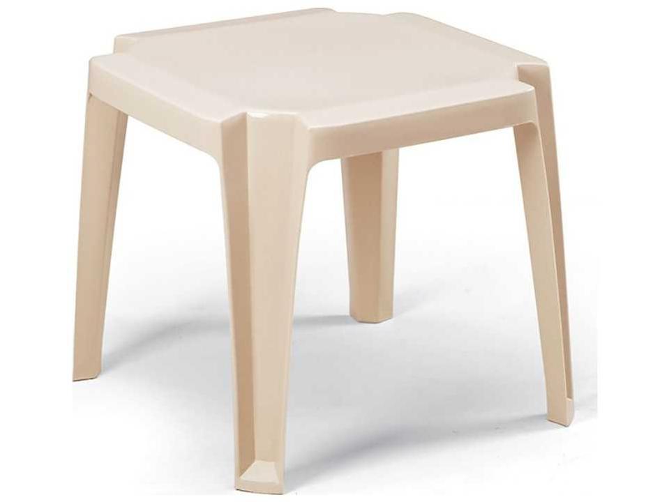 Miami Resin Sand Square Low Outdoor Patio End Table