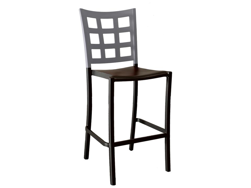 Plazza Aluminum Titanium Gray/Charcoal Stacking Armless Outdoor Bar Stool