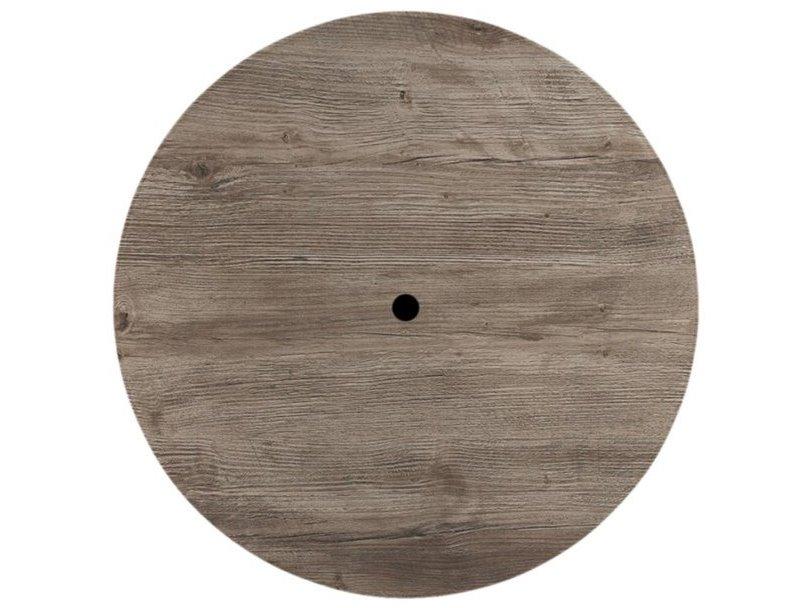 42-Inch Round Outdoor Dining Table Top in Aged Oak with Umbrella Hole