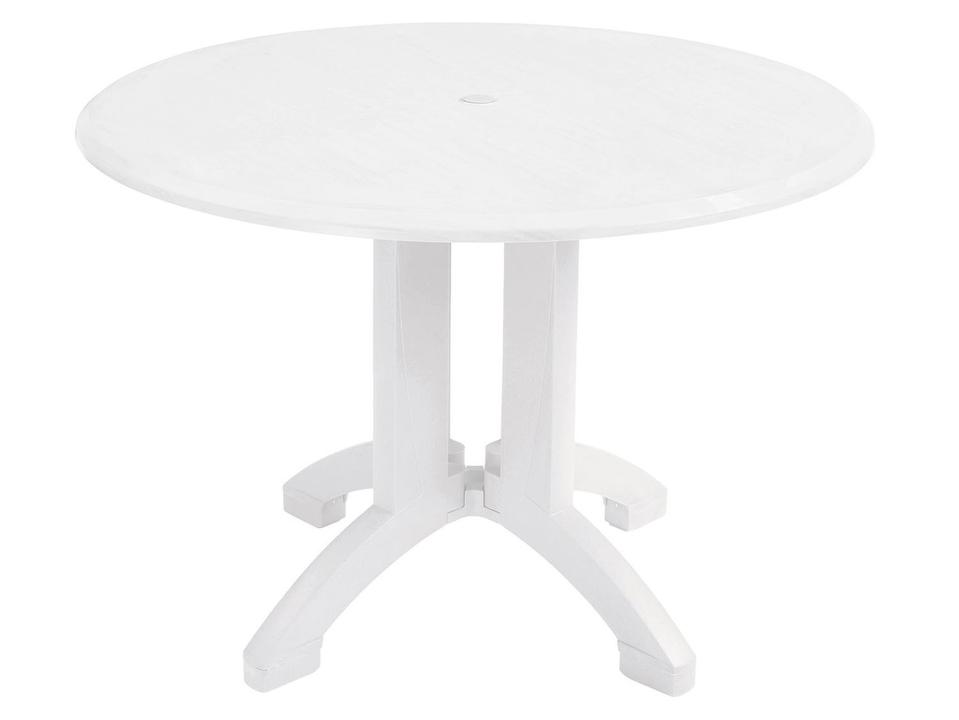 Atlanta 42-Inch Round Dining Table with Umbrella Hole in White